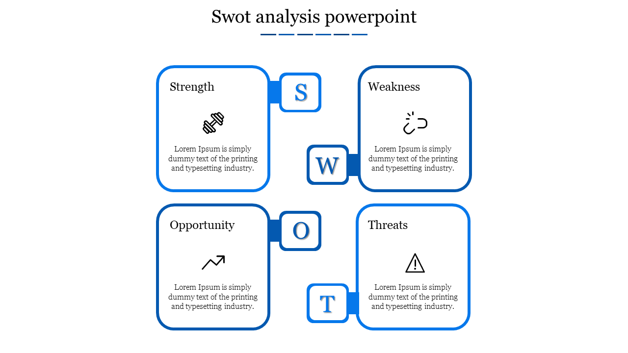 Free - Amazing SWOT Analysis PowerPoint With Four Nodes Slide